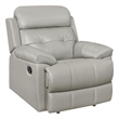 Logan 41 Inch Manual Recliner Chair- Silver Gray Top Grain and Faux Leather