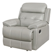 Logan 41 Inch Manual Recliner Chair- Silver Gray Top Grain and Faux Leather