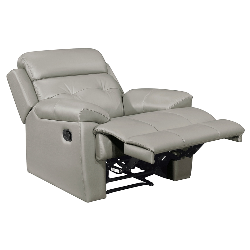 Logan 41 Inch Manual Recliner Chair- Silver Gray Top Grain and Faux Leather