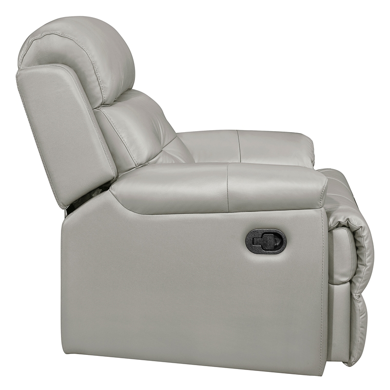 Logan 41 Inch Manual Recliner Chair- Silver Gray Top Grain and Faux Leather