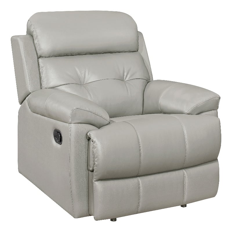 Logan 41 Inch Manual Recliner Chair- Silver Gray Top Grain and Faux Leather
