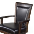 Flint Rolling Swivel Game Chair- Black Faux Leather- Dark Brown Wood
