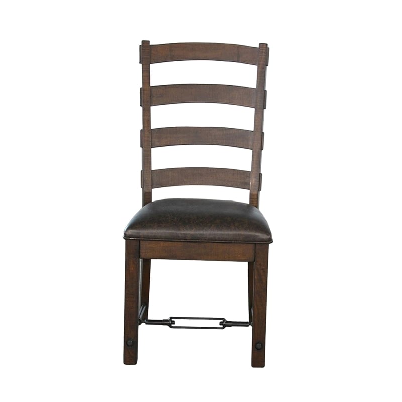 Flint Dining Side Chair Set of 2- Fabric- Dark Brown Mahogany- 19 Inch