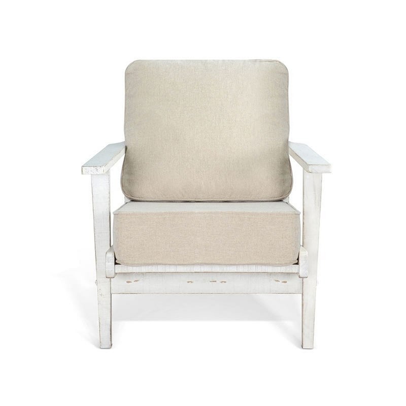 Rena Accent Lounge Chair- Beige Seat- Classic Sand White Solid Wood