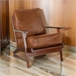 Odel Accent Lounge Chair- Faux Leather- Dark Brown Solid Wood