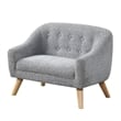 Aelia Kids Size Sofa Chair- Wood Legs- Gray Tufted Chenille 29 Inch