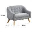 Aelia Kids Size Sofa Chair- Wood Legs- Gray Tufted Chenille 29 Inch