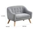 Aelia Kids Size Sofa Chair- Wood Legs- Gray Tufted Chenille 29 Inch