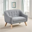 Aelia Kids Size Sofa Chair- Wood Legs- Gray Tufted Chenille 29 Inch