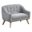 Aelia Kids Size Sofa Chair- Wood Legs- Gray Tufted Chenille 29 Inch