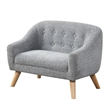 Aelia Kids Size Sofa Chair- Wood Legs- Gray Tufted Chenille 29 Inch