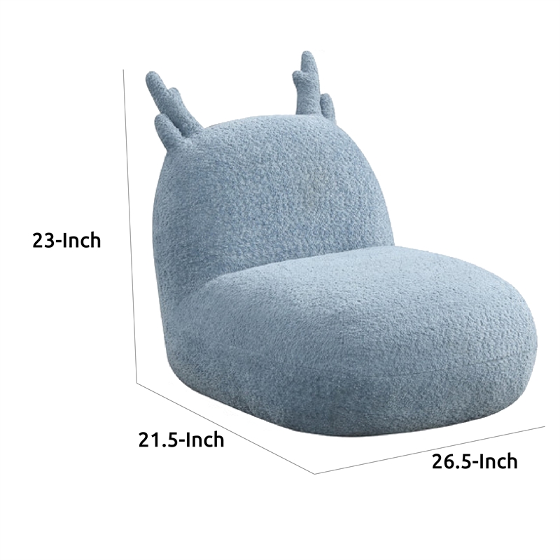Wesie Deer Shaped Kids Chair- Sculpted Ear and Antlers- Blue Chenille