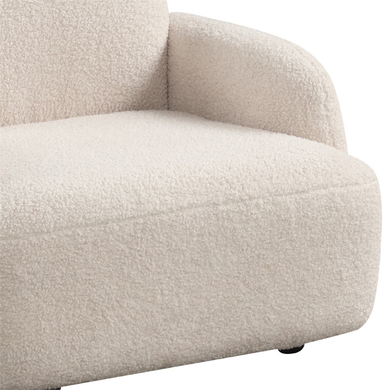 Raye Bear Shaped Kids Armchair with Black Legs- Beige Teddy Velvet