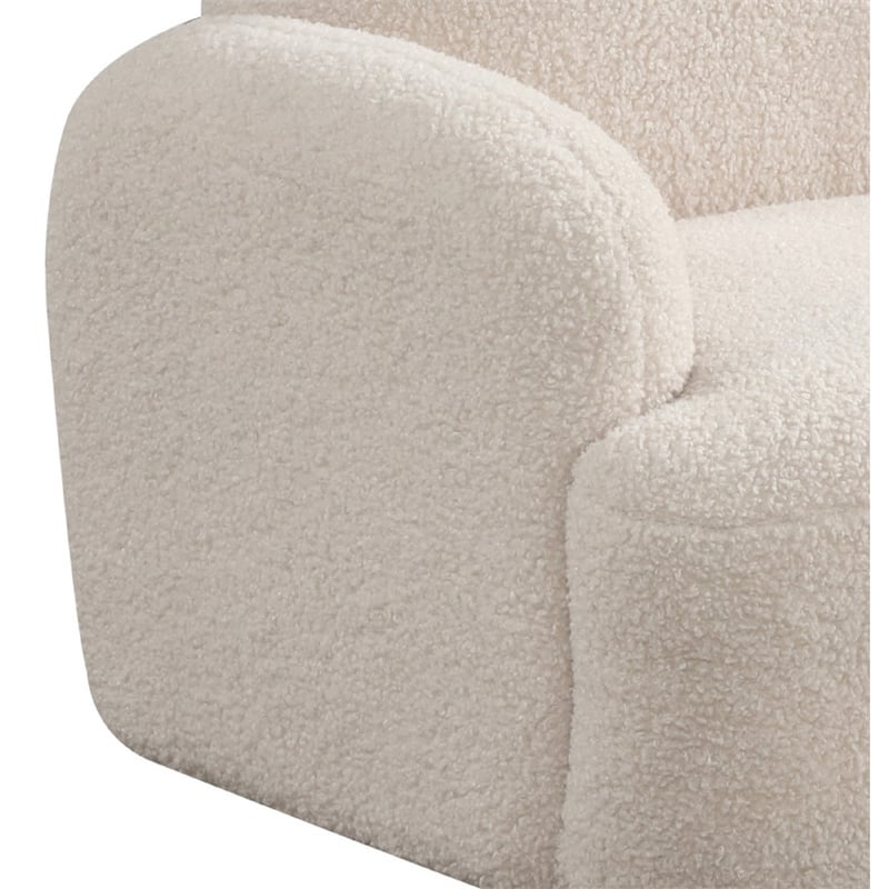 Raye Bear Shaped Kids Armchair with Black Legs- Beige Teddy Velvet
