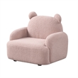 Raye Bear Shaped Kids Armchair with Black Legs- Pink Teddy Velvet