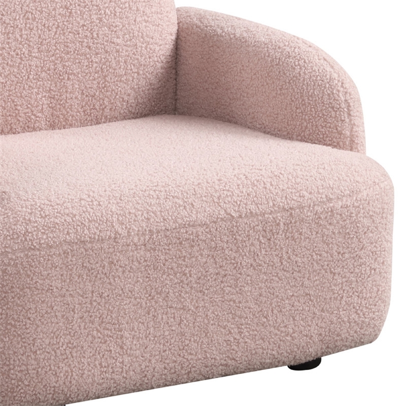 Raye Bear Shaped Kids Armchair with Black Legs- Pink Teddy Velvet