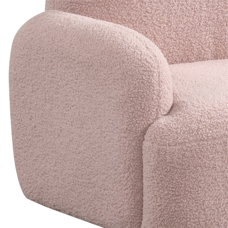 Raye Bear Shaped Kids Armchair with Black Legs- Pink Teddy Velvet