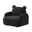 Raye Bear Shaped Kids Armchair with Black Legs- Black Teddy Velvet
