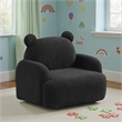 Raye Bear Shaped Kids Armchair with Black Legs- Black Teddy Velvet