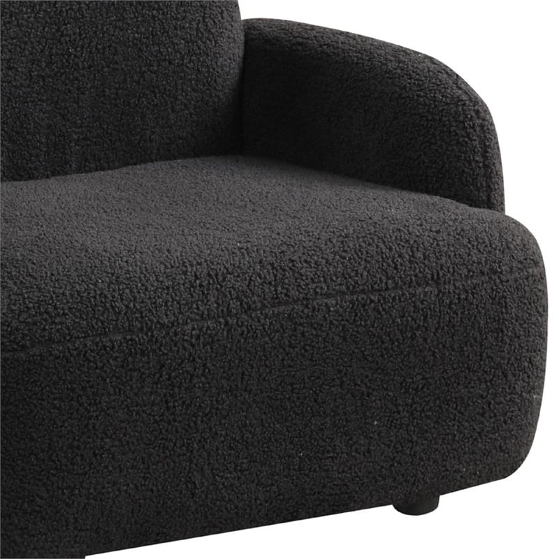 Raye Bear Shaped Kids Armchair with Black Legs- Black Teddy Velvet