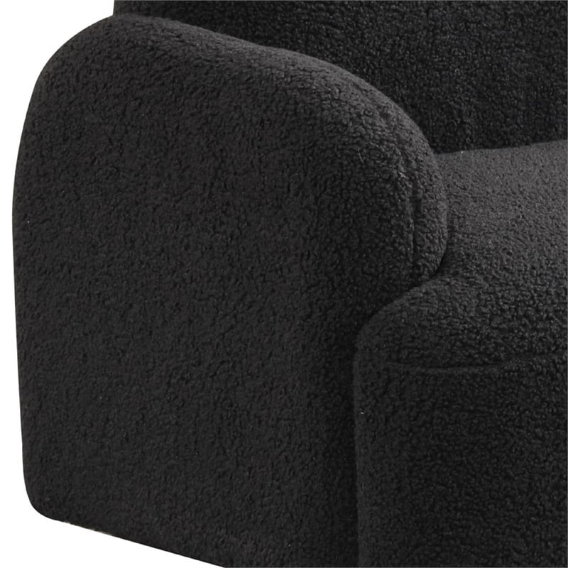 Raye Bear Shaped Kids Armchair with Black Legs- Black Teddy Velvet