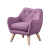 Binie Kids Chair w Wood Angled Legs- Pink Purple Button Tufted Linen