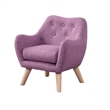 Binie Kids Chair w Wood Angled Legs- Pink Purple Button Tufted Linen