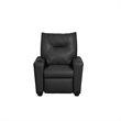 Chang Kids Recliner Chair- Built In Cupholder- Black Faux Leather
