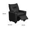 Chang Kids Recliner Chair- Built In Cupholder- Black Faux Leather
