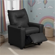 Chang Kids Recliner Chair- Built In Cupholder- Black Faux Leather