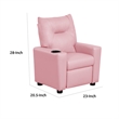 Chang Kids Recliner Chair- Built In Cupholder- Pink Faux Leather