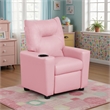 Chang Kids Recliner Chair- Built In Cupholder- Pink Faux Leather