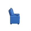 Chang Kids Recliner Chair- Built In Cupholder- Blue Faux Leather