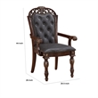 Nami Dining Armchair Set of 2- Traditional Carved Classy Cherry- Gray