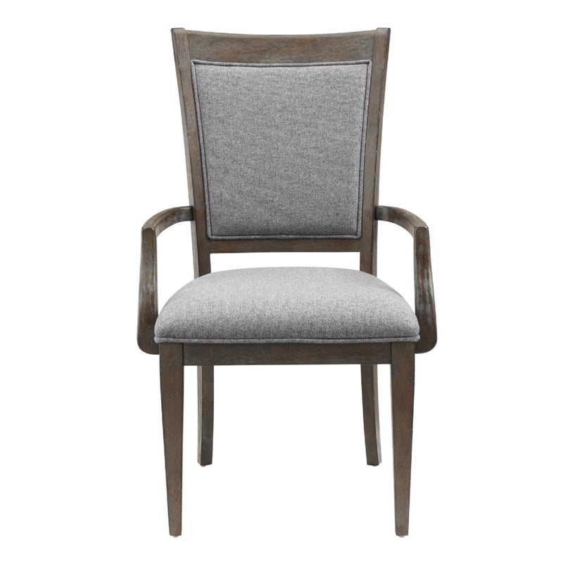 Koa Dining Armchair Set of 2- Padded Seat and Back- Driftwood Brown