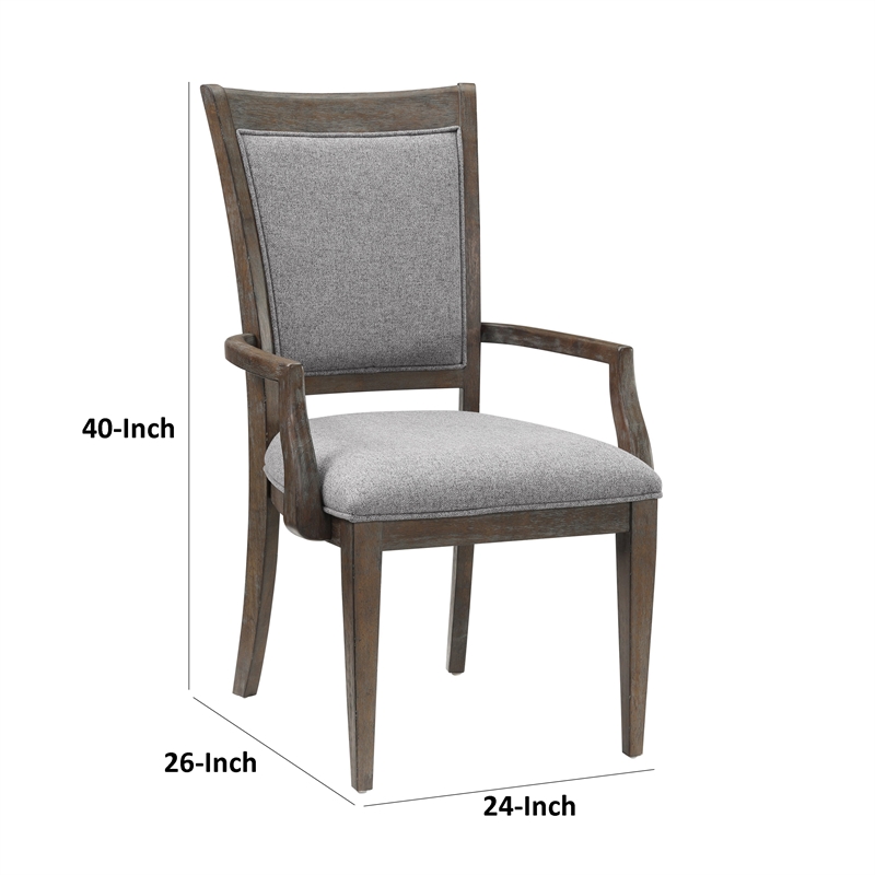 Koa Dining Armchair Set of 2- Padded Seat and Back- Driftwood Brown