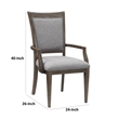Koa Dining Armchair Set of 2- Padded Seat and Back- Driftwood Brown