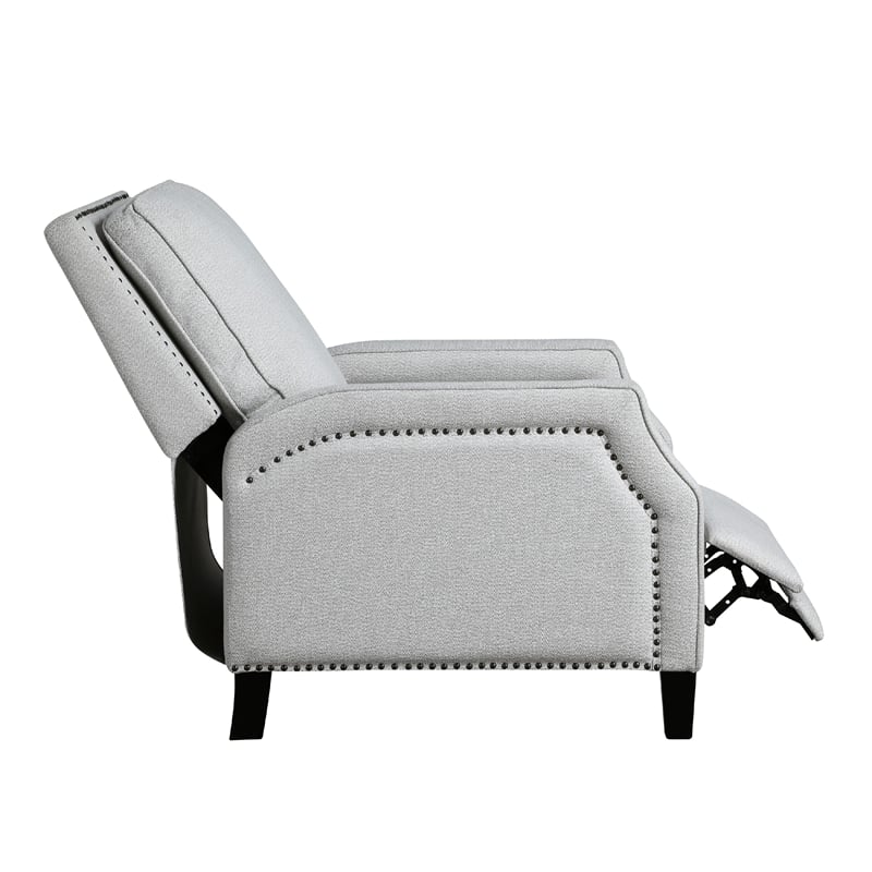 Berry Manual Push Back Recliner Chair- Gray Chenille Nailhead Trim