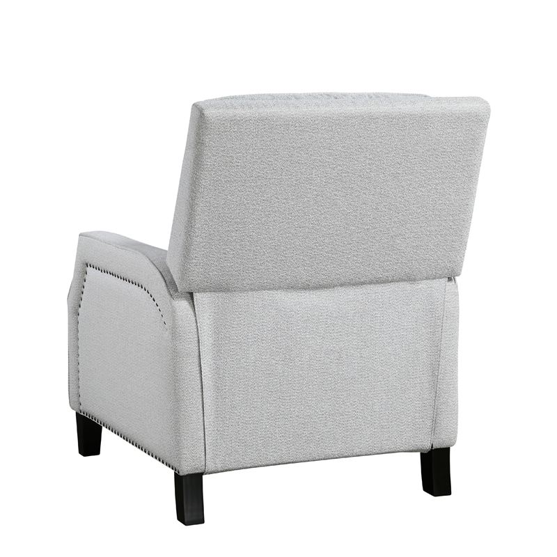 Berry Manual Push Back Recliner Chair- Gray Chenille Nailhead Trim