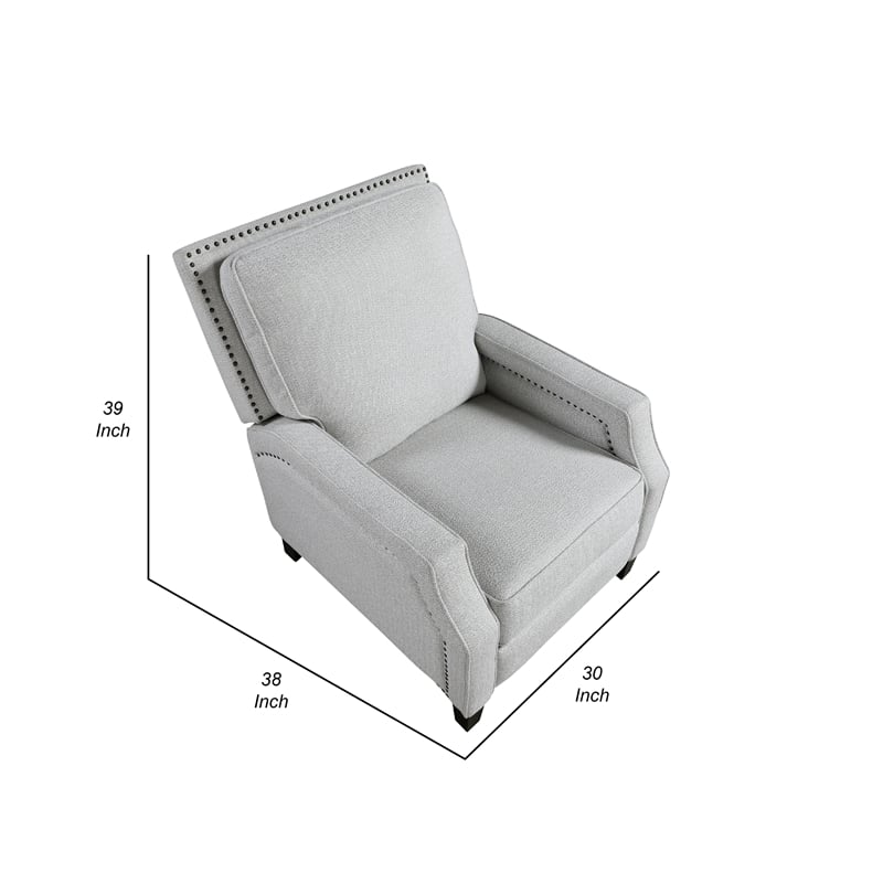 Berry Manual Push Back Recliner Chair- Gray Chenille Nailhead Trim