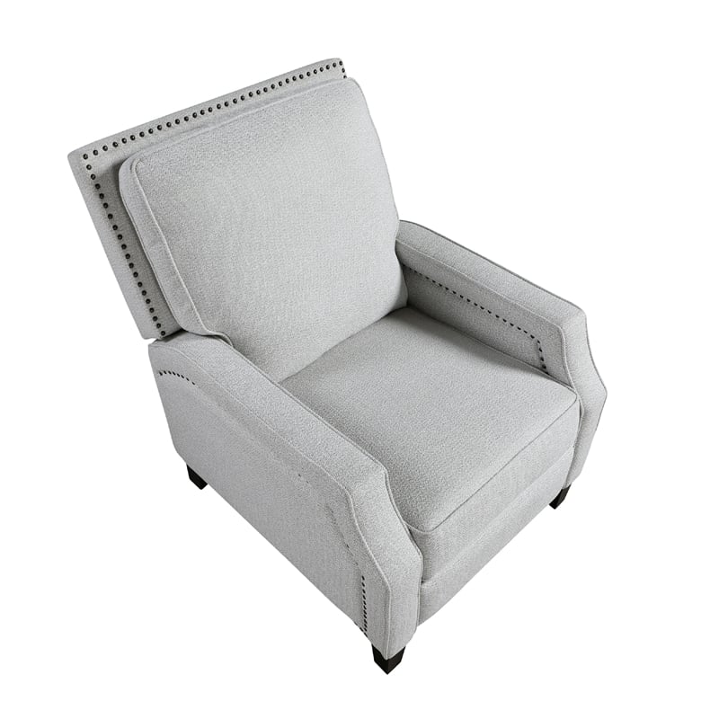 Berry Manual Push Back Recliner Chair- Gray Chenille Nailhead Trim