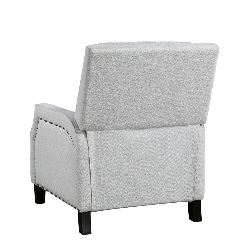 Berry Manual Push Back Recliner Chair- Gray Chenille Nailhead Trim