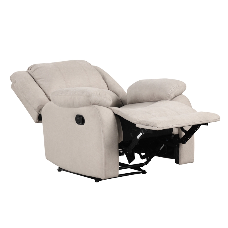 Chris Manual Pull Tab Recliner Chair- Tufted Oatmeal Beige Polyester