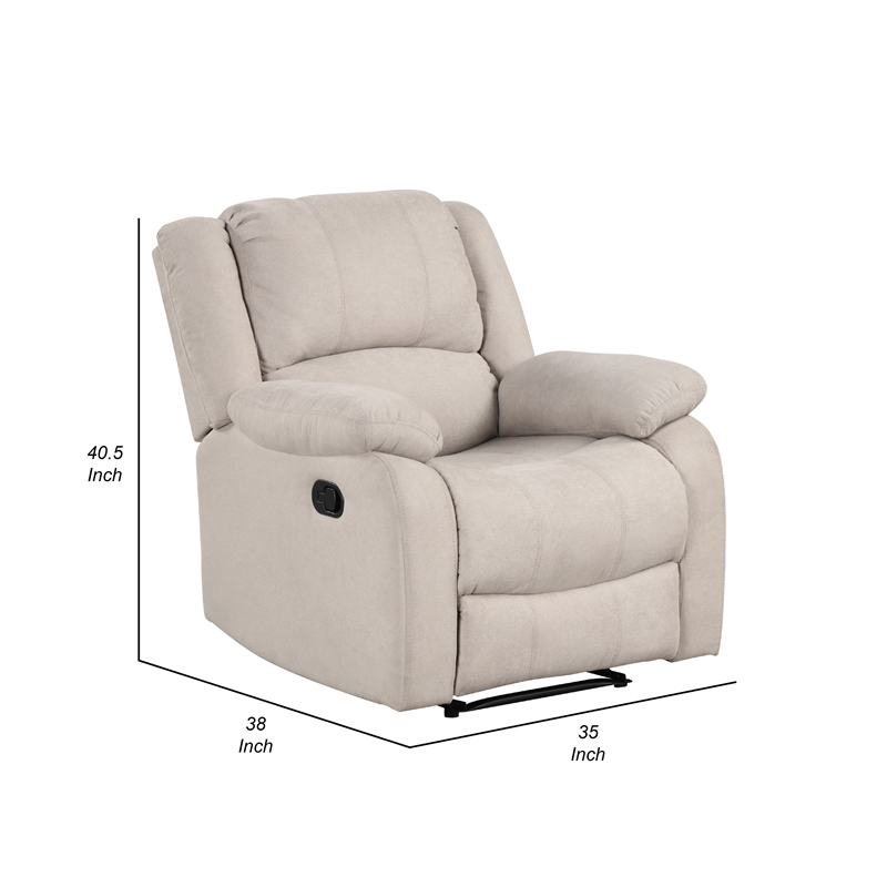 Chris Manual Pull Tab Recliner Chair- Tufted Oatmeal Beige Polyester