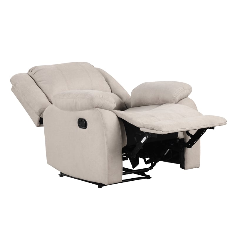 Chris Manual Pull Tab Recliner Chair- Tufted Oatmeal Beige Polyester