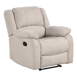 Chris Manual Pull Tab Recliner Chair- Tufted Oatmeal Beige Polyester