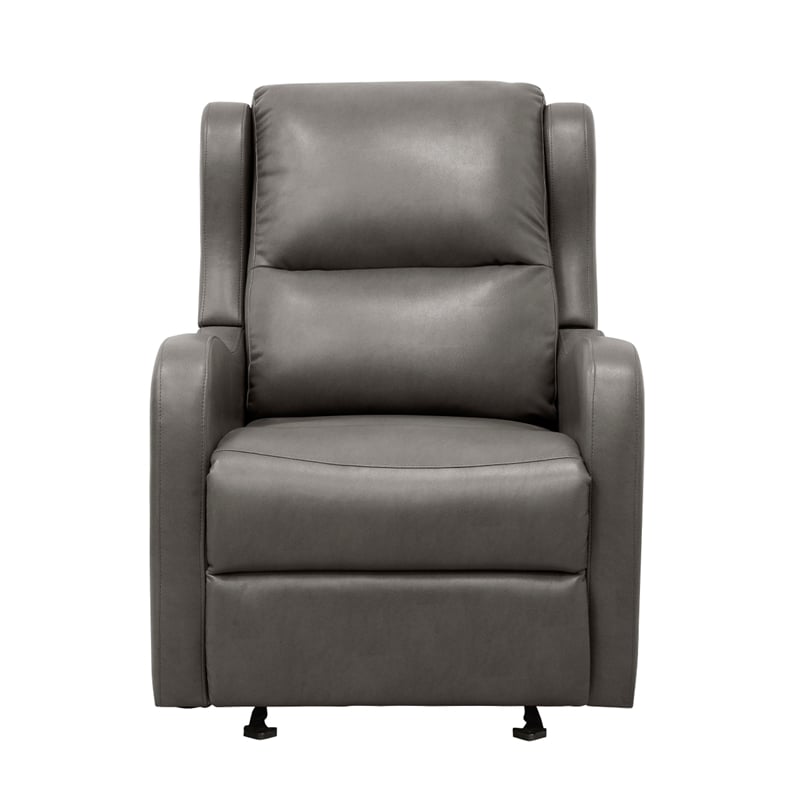 Kim Manual Glider Recliner Chair- Tab Pull- Dark Gray Faux Leather