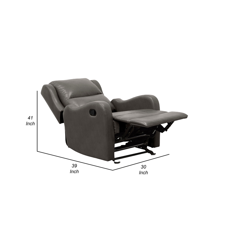 Kim Manual Glider Recliner Chair- Tab Pull- Dark Gray Faux Leather