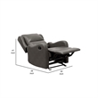 Kim Manual Glider Recliner Chair- Tab Pull- Dark Gray Faux Leather