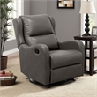 Kim Manual Glider Recliner Chair- Tab Pull- Dark Gray Faux Leather